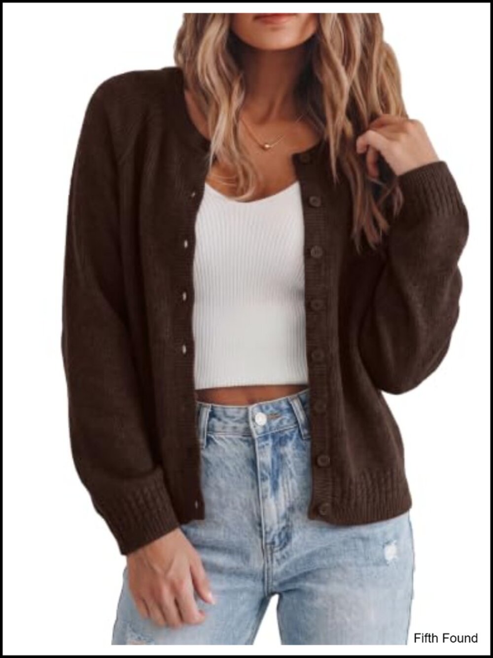 Womens Long Sleeve Crewneck Button Down Chunky Cardigan Sweater